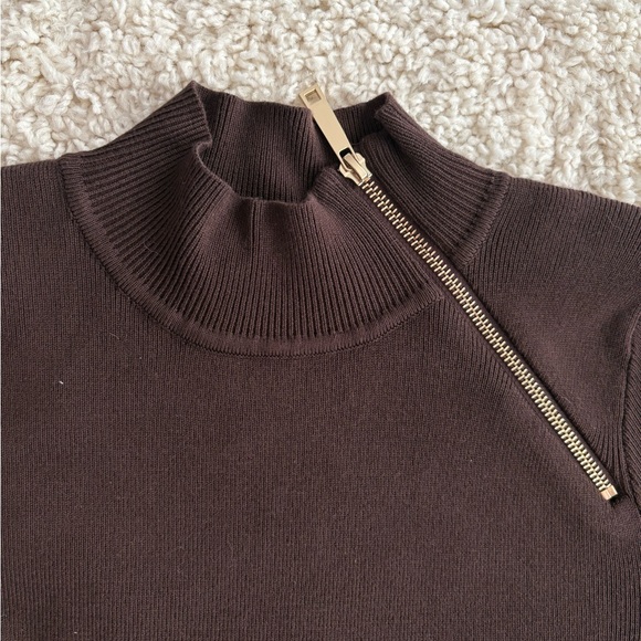 Cable & Gauge Dresses & Skirts - Cable & Gauge Brown Mock Neck Sweater Dress M Fall Minimalist Long‎ Sleeve Knit